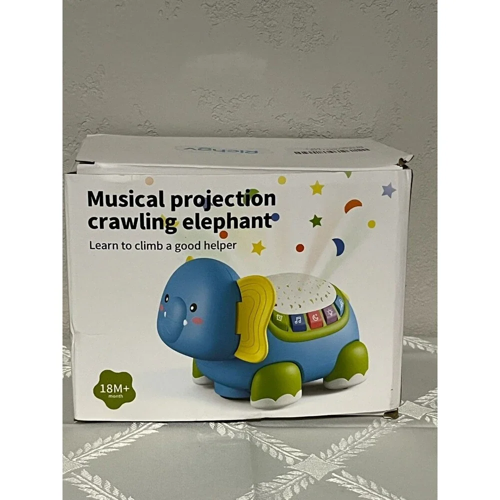 Musical Crawling Baby Toys 18 M+ Boy Girl Gift, Light Up Elephant